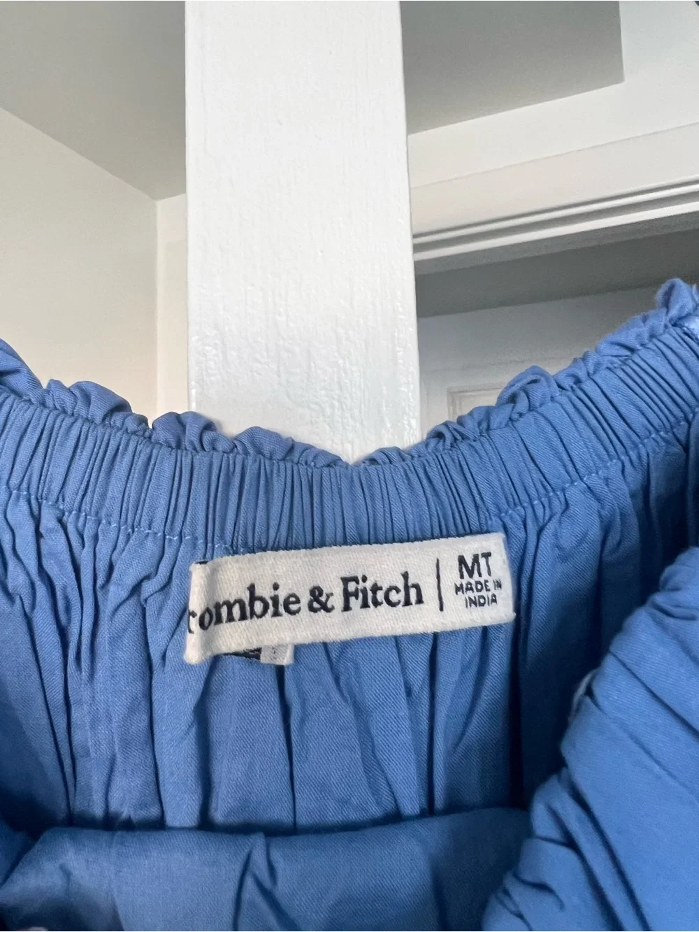 Abercrombie & Fitch Smocked Drop Waist Maxi Dress Blue Size MT